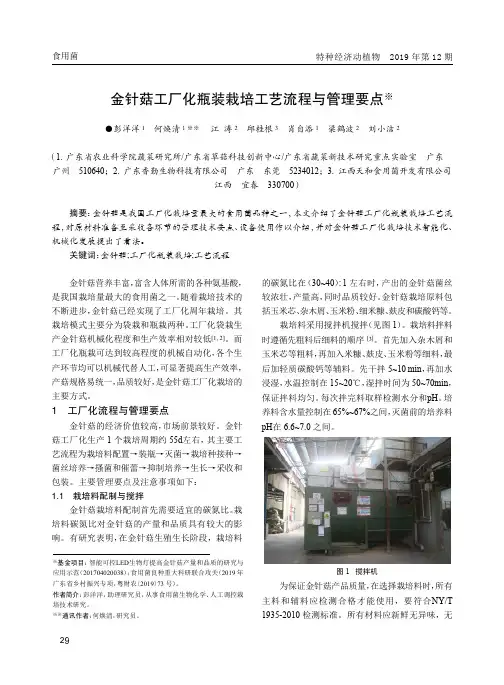 金针菇工厂化瓶装栽培工艺流程与管理要点