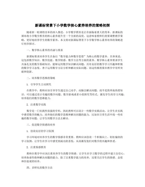 新课标背景下小学数学核心素养培养的策略初探