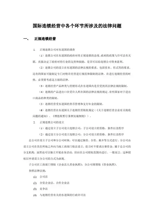 国际连锁经营有关法律问题
