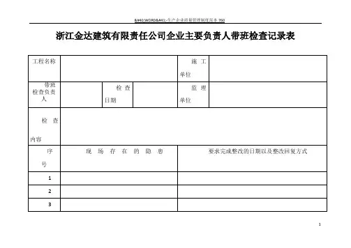 领导带班检查记录表