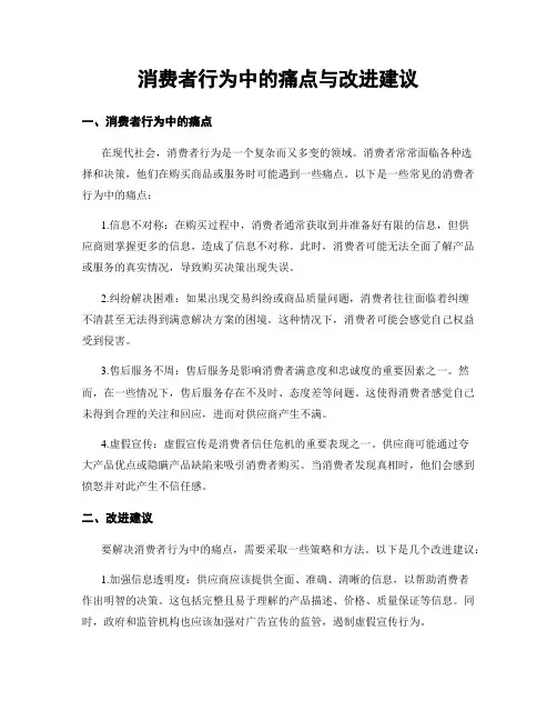 消费者行为中的痛点与改进建议