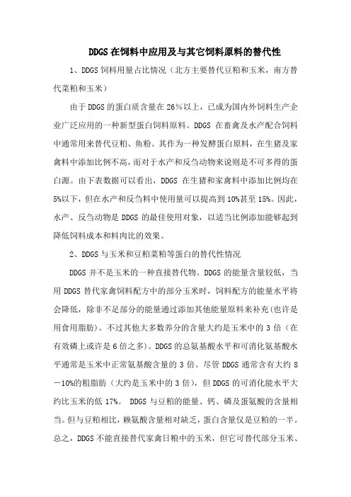 DDGS在饲料中应用及与其它饲料原料的替代性