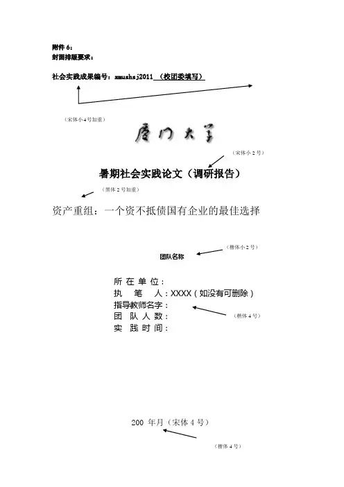 厦门大学暑期社会实践成果报告