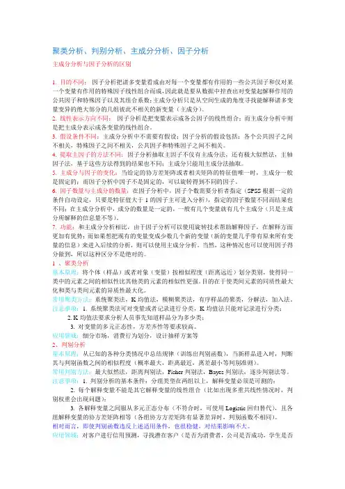 聚类分析-判别分析-主成分分析-因子分析