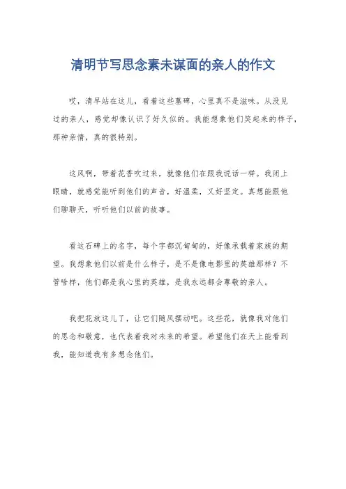 清明节写思念素未谋面的亲人的作文