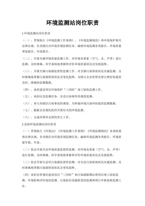 最新-环境监测站岗位职责 精品