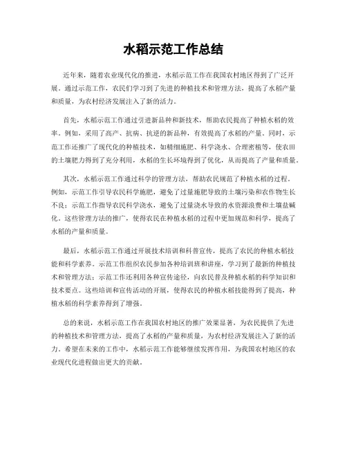 水稻示范工作总结