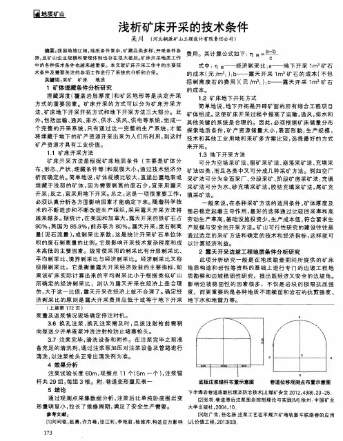 浅析矿床开采的技术条件