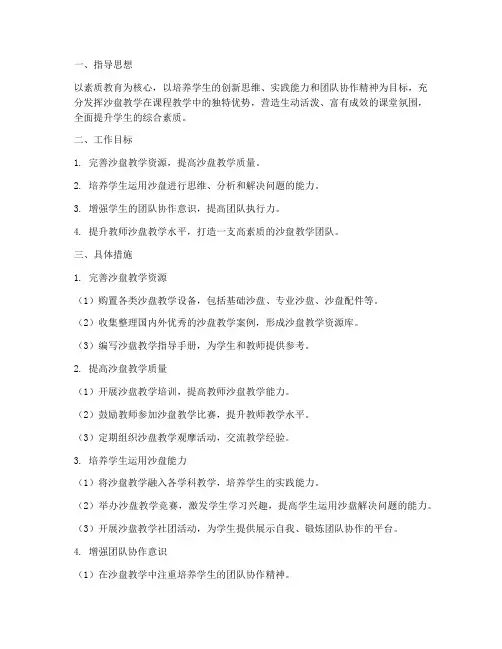 学校沙盘教学工作计划