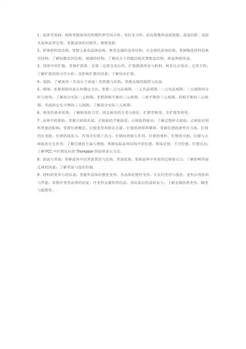 1东南大学材料科学基础大纲