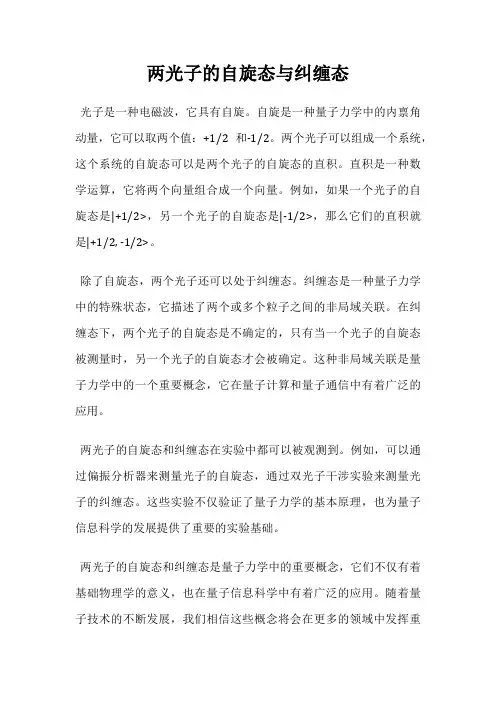 两光子的自旋态与纠缠态