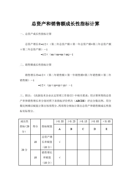 总资产和销售额成长性指标计算