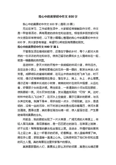 我心中的美景初中作文800字（通用20篇）
