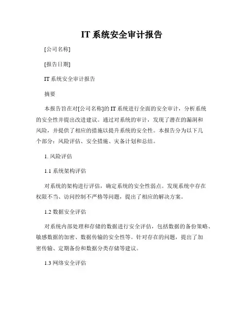 IT系统安全审计报告