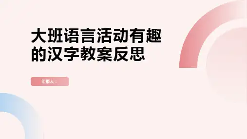 大班语言活动有趣的汉字教案反思