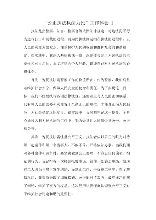 “公正执法执法为民”工作体会_1