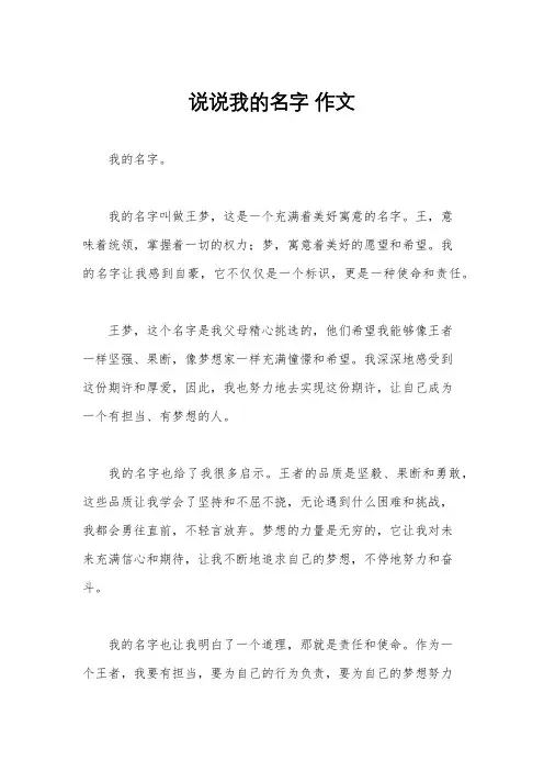 说说我的名字 作文