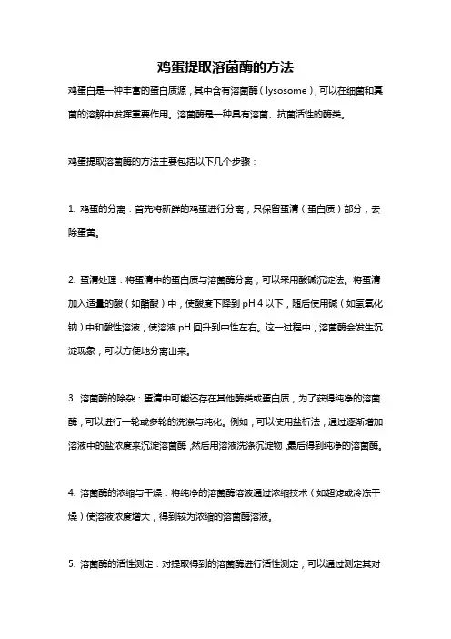 鸡蛋提取溶菌酶的方法
