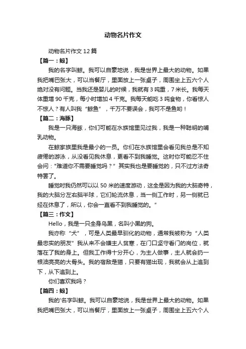 动物名片作文