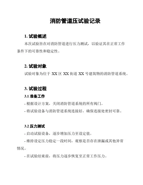 消防管道压试验记录