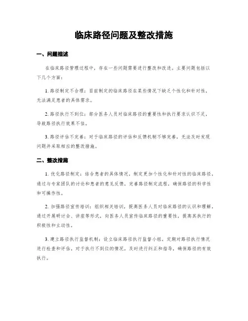 临床路径问题及整改措施