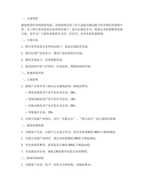 招商服务优惠方案模板