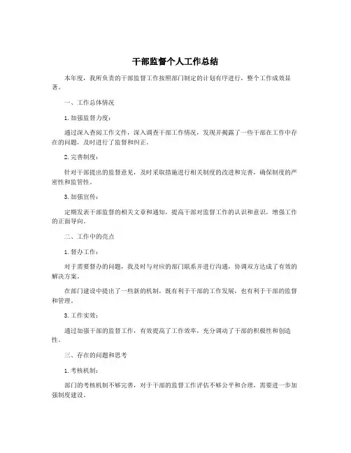 干部监督个人工作总结