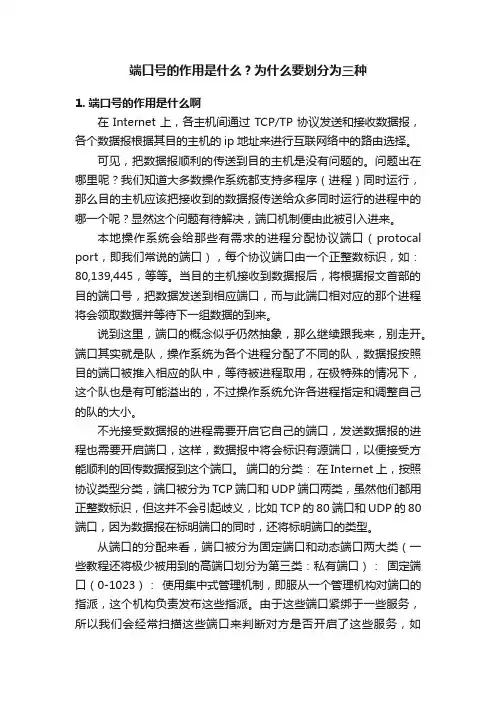 端口号的作用是什么？为什么要划分为三种