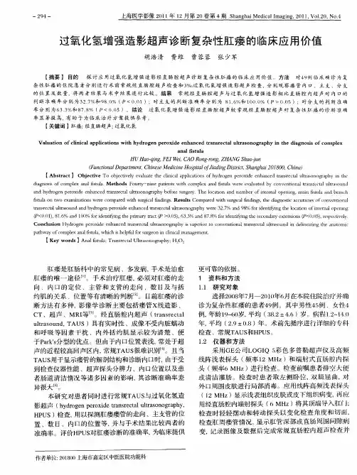 过氧化氢增强造影超声诊断复杂性肛瘘的临床应用价值