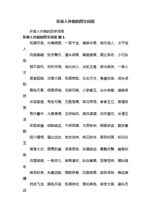 形容人外貌的四字词语