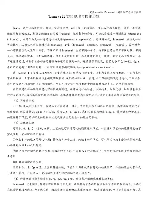 (完整word版)Transwell实验原理与操作步骤