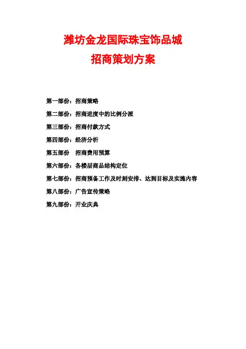 潍坊金龙国际珠宝饰品城招商策划方案