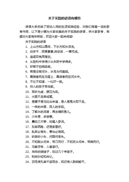 关于实践的谚语有哪些