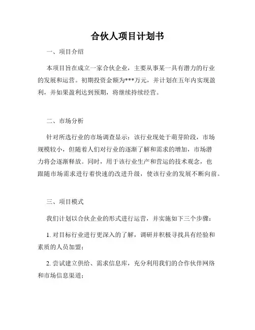 合伙人项目计划书