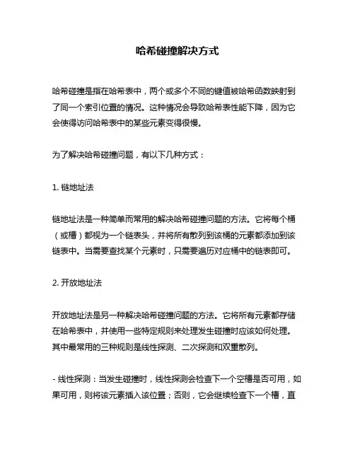 哈希碰撞解决方式