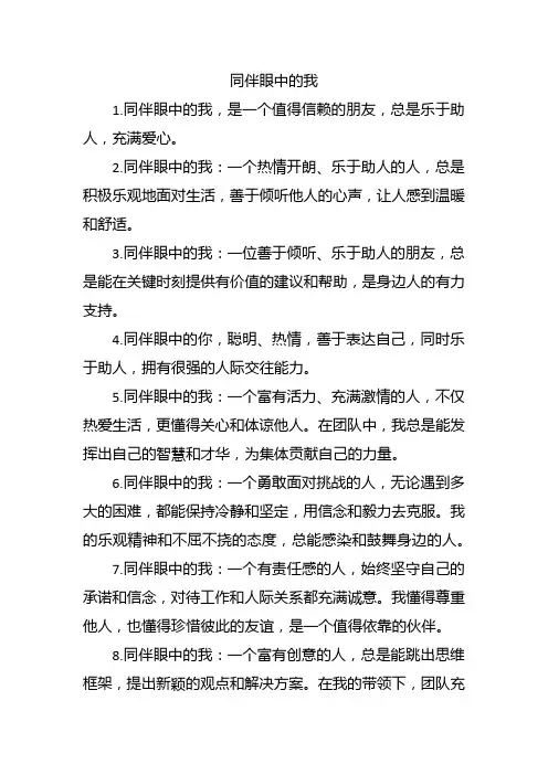 同伴眼中的我30字