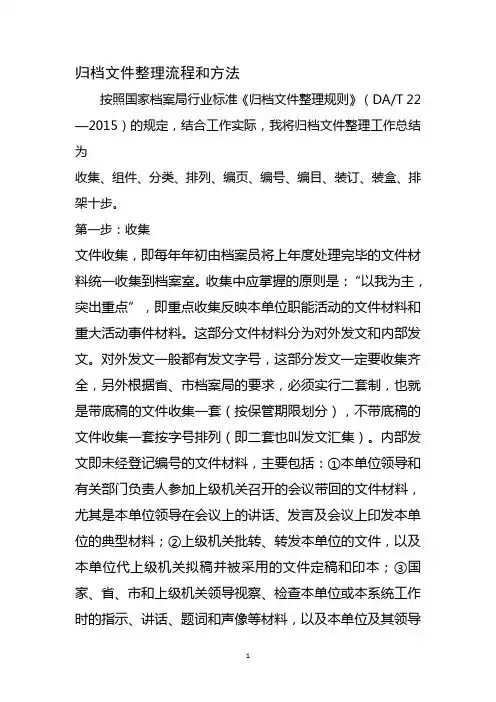 归档文件整理流程和方法