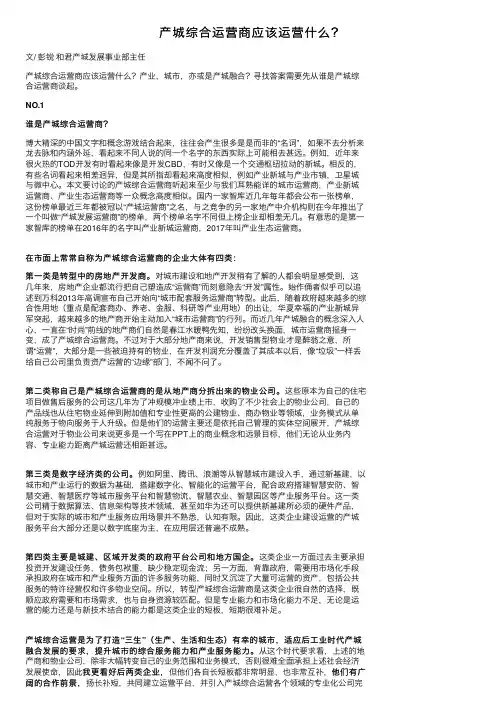 产城综合运营商应该运营什么？