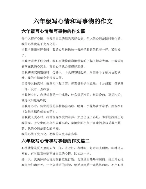 六年级写心情和写事物的作文