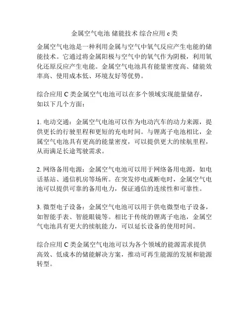 金属空气电池 储能技术 综合应用c类