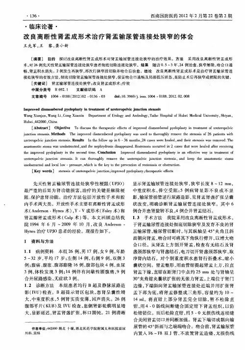 改良离断性肾盂成形术治疗肾盂输尿管连接处狭窄的体会