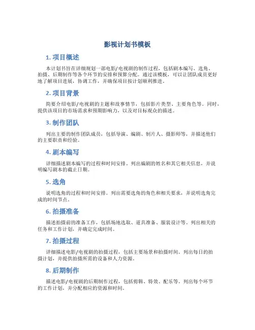 影视计划书模板