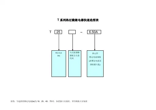 T系列热继电器选型表