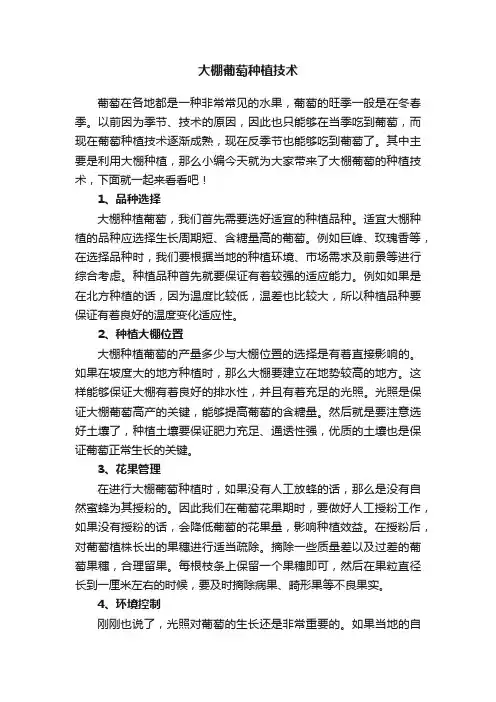 大棚葡萄种植技术