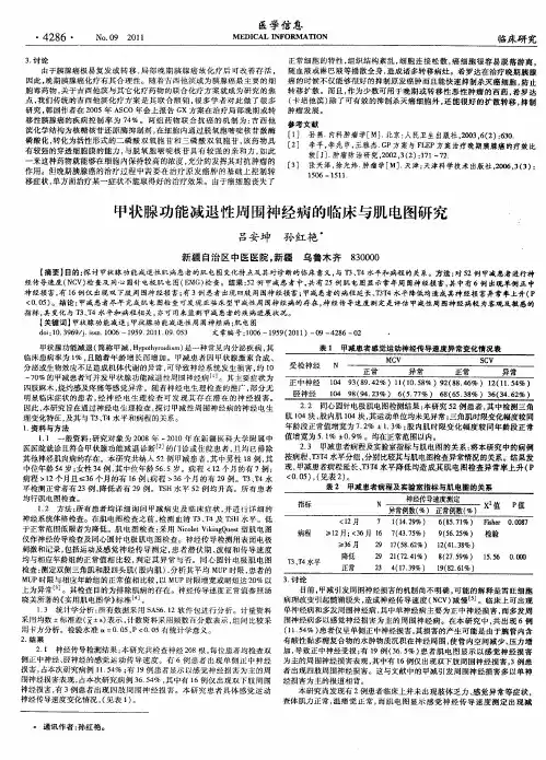 甲状腺功能减退性周围神经病的临床与肌电图研究