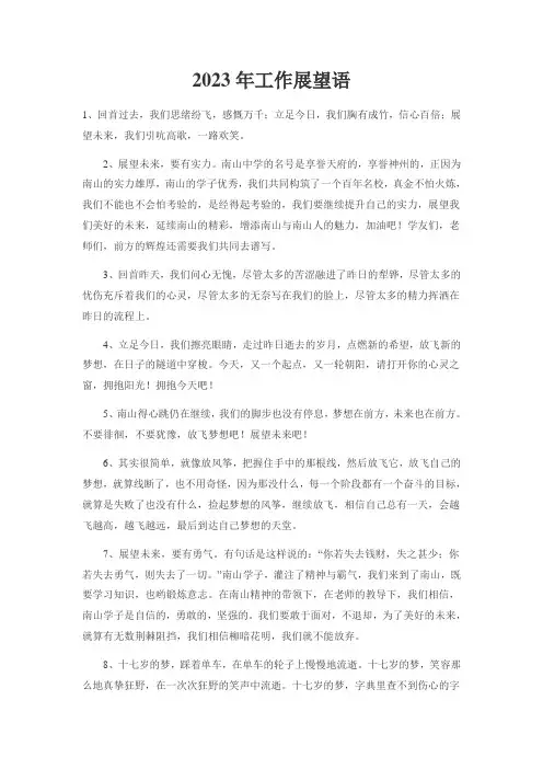2023年工作展望语