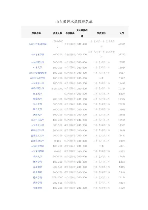 山东省艺术类院校名单
