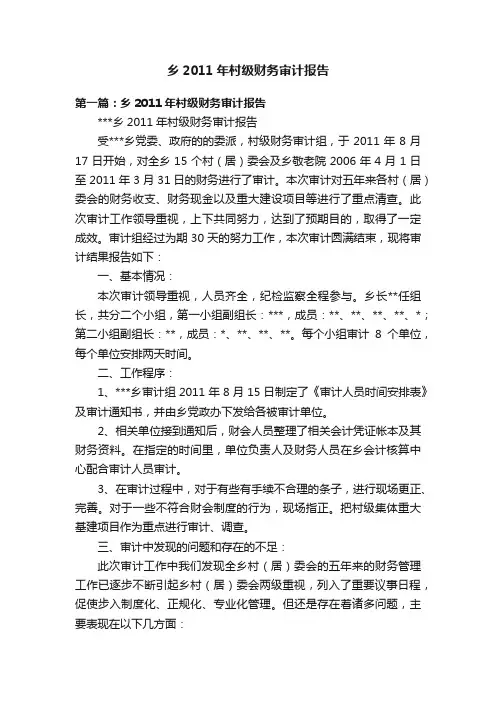 乡2011年村级财务审计报告