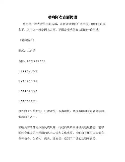 唢呐阿衣古丽简谱