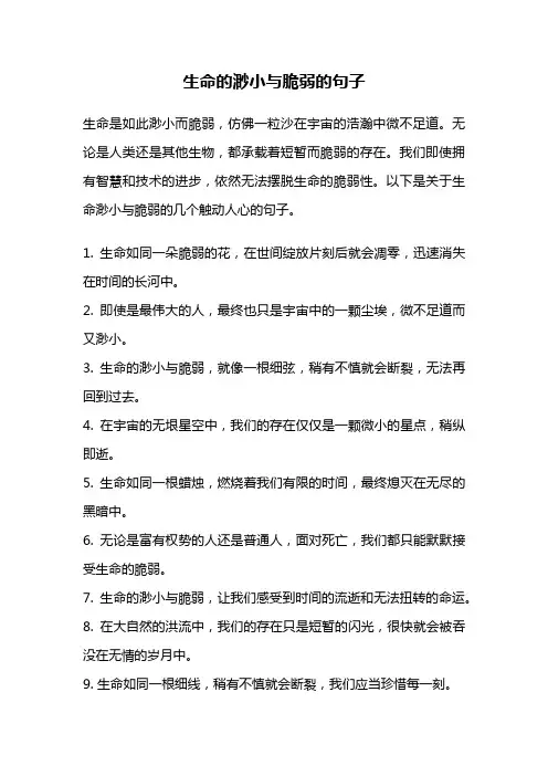 生命的渺小与脆弱的句子